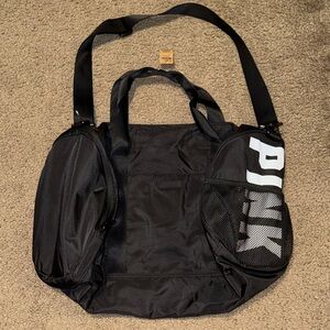 VS pink black duffle bag